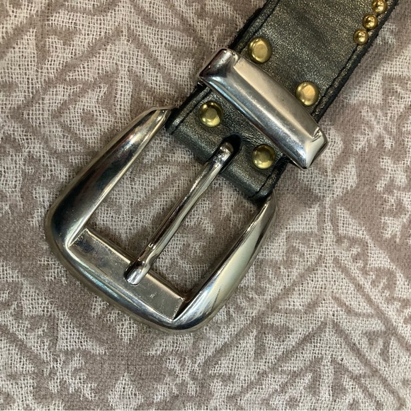 SAND CASTLE Mixed Metal Studded Leather Vintage  42” x 2” Western Style Belt - Picture 5 of 7